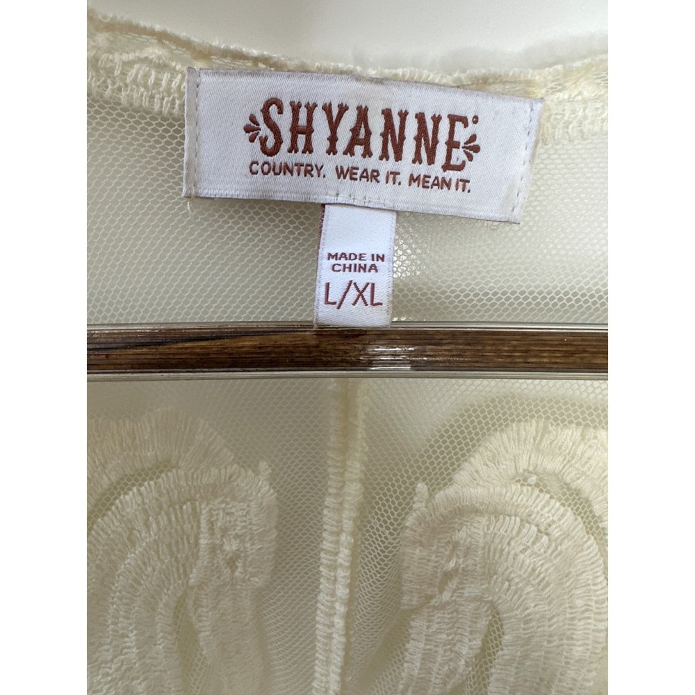 Shyanne Sheer Embroidered Horse Theme Lace Kimono Tassel Fringe Duster L/XL - Picture 10 of 14